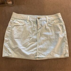 Fade to blue brand jeans, light blue skirt